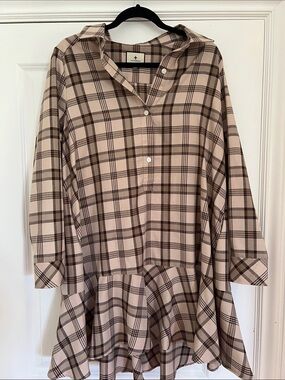 Tuckernuck Brown Plaid Shirt Dress